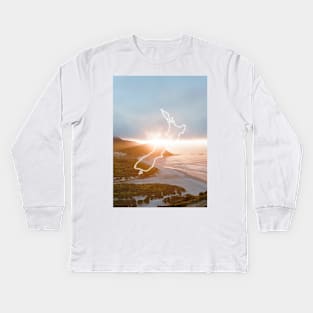 New Zealand Country Map | Luminous Landscapes Kids Long Sleeve T-Shirt